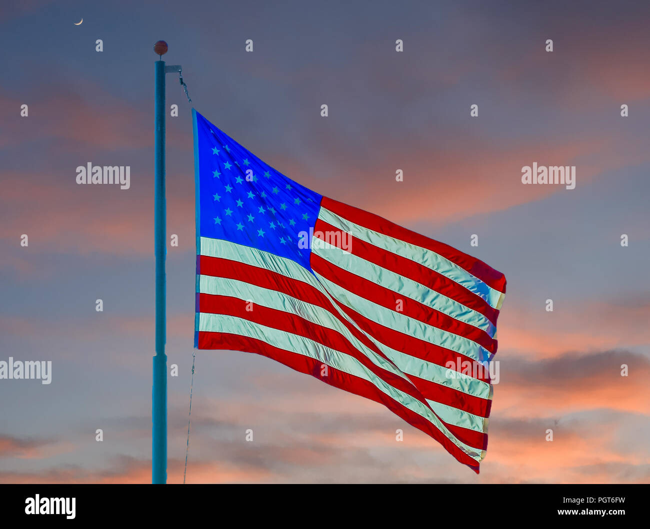 American flags sunrise hi-res stock photography and images - Alamy