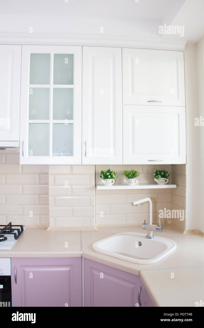 Large Light Pink Kitchen Interior Of A Pink Kitchen Wooden