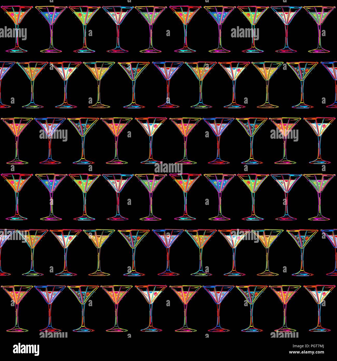 Cocktails seamless pattern design for restaurant or bar menu pattern Stock Vector