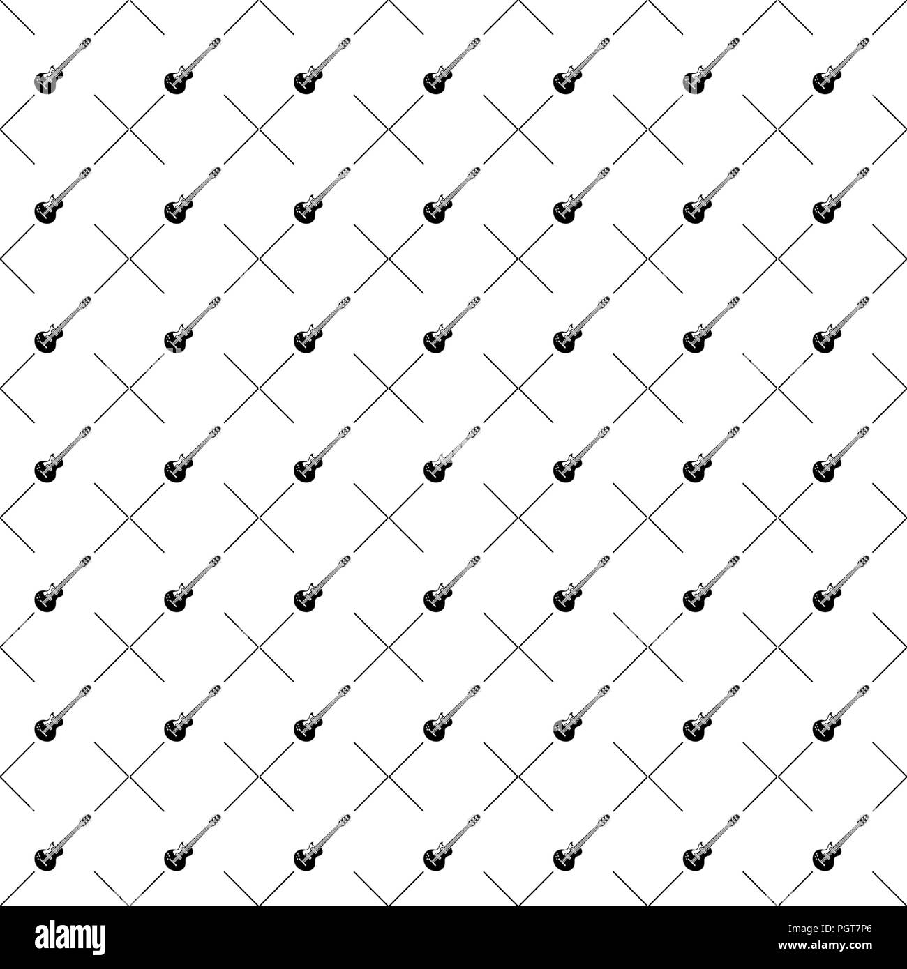 Seamless pattern with electric guitar in black and white Stock Vector ...