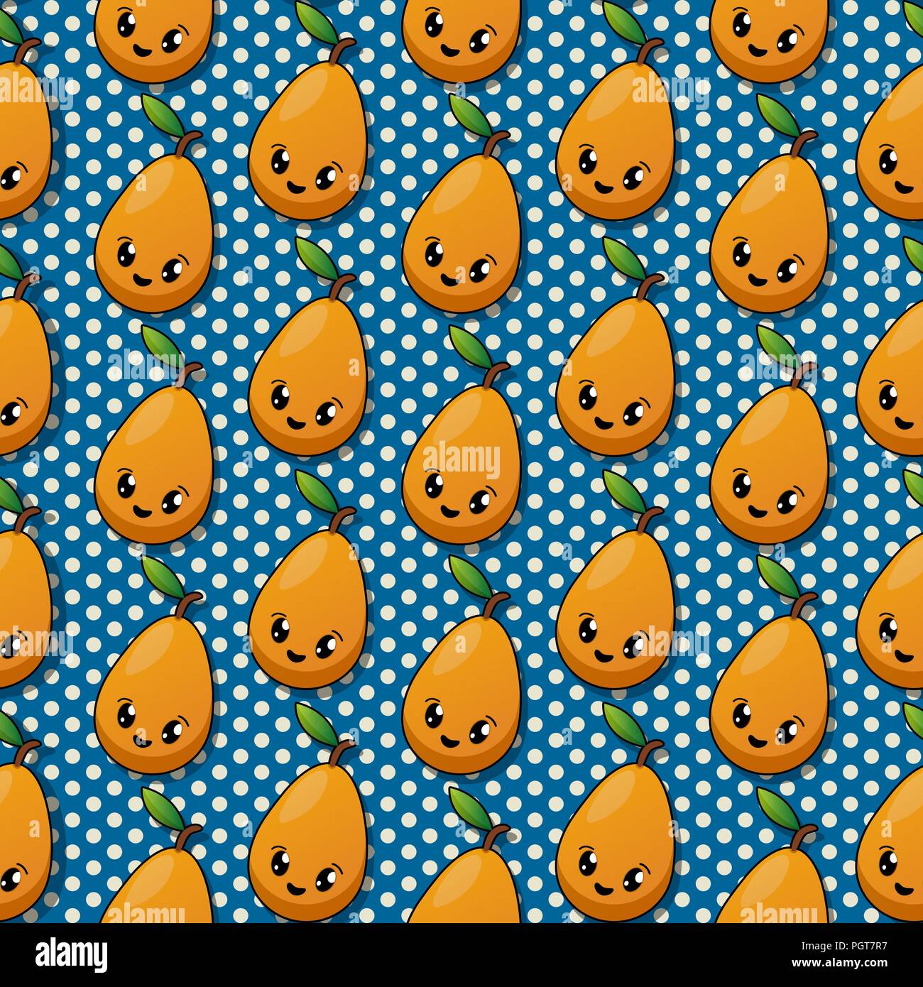 Happy pear seamless pattern cartoon Stock Vector