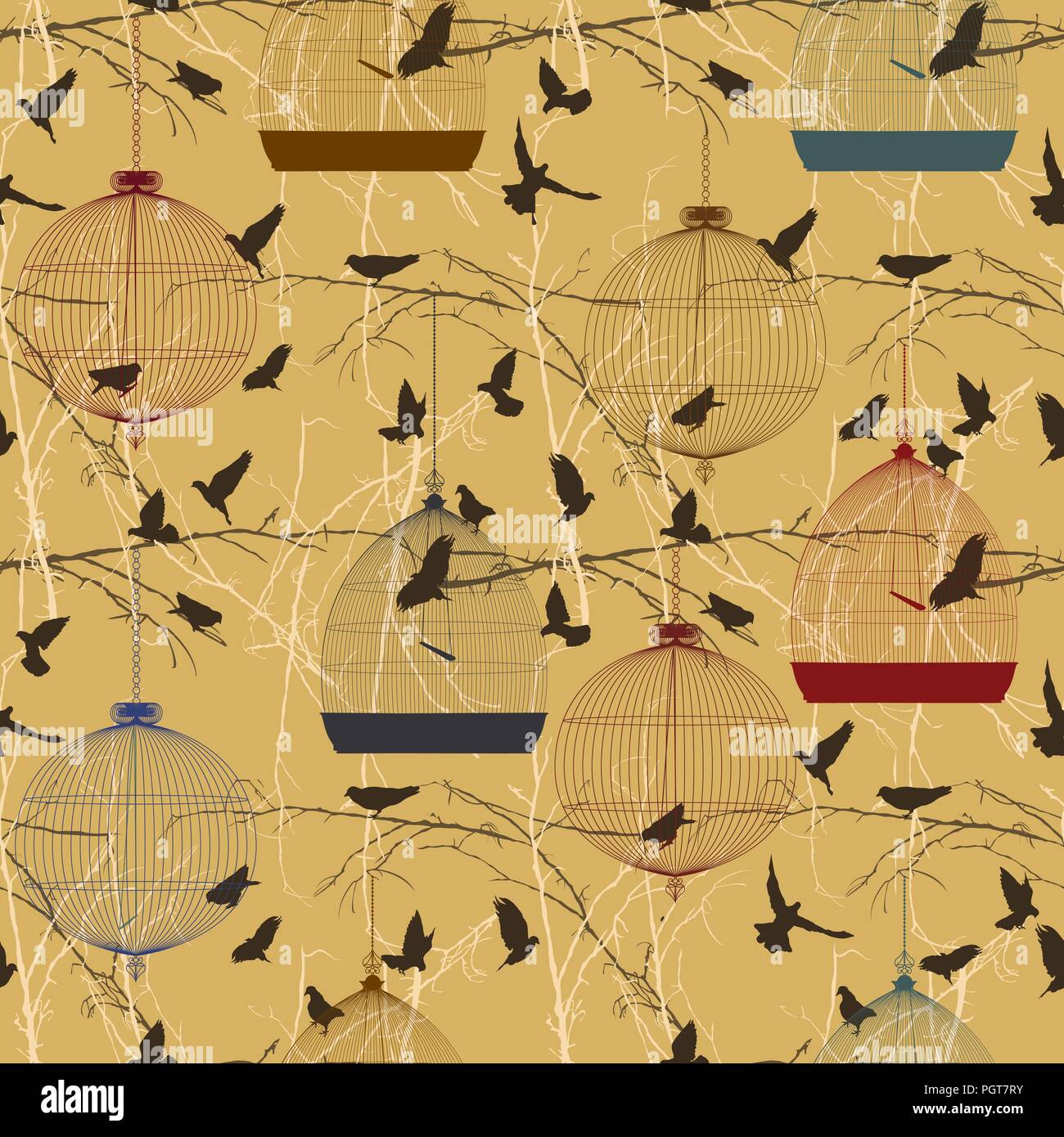 Seamless birdcage composition Stock Vector Image & Art Alamy