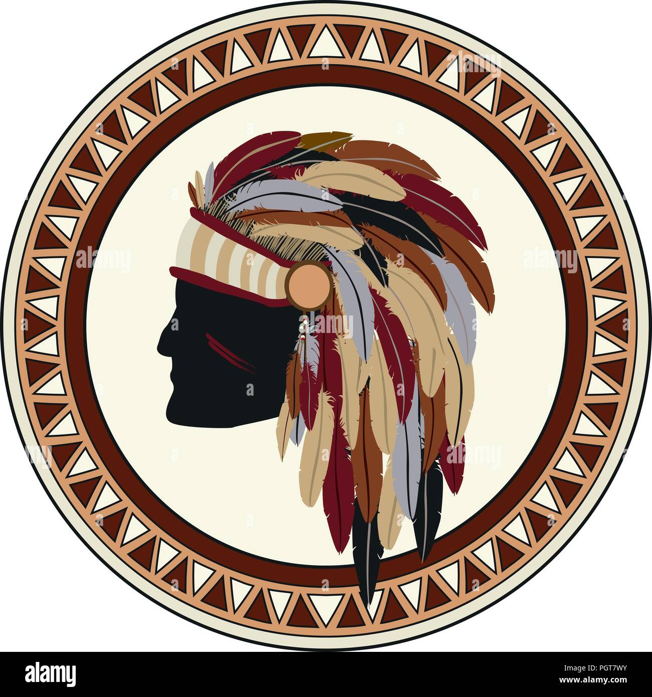 Iconic american indian war chief stamp over white background Stock ...