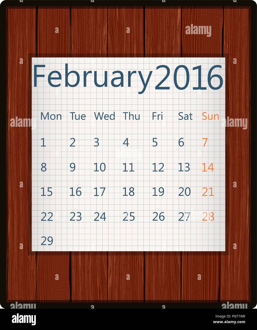 February 2016 diary Stock Vector Images - Alamy