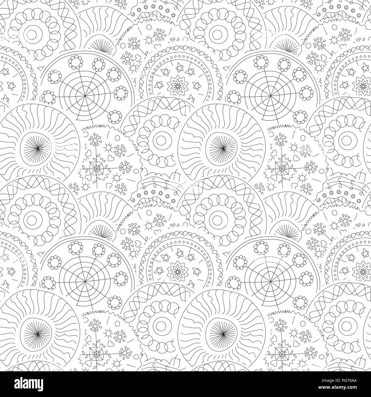 Hand draw floral seamless pattern in black and white Stock Vector Image ...