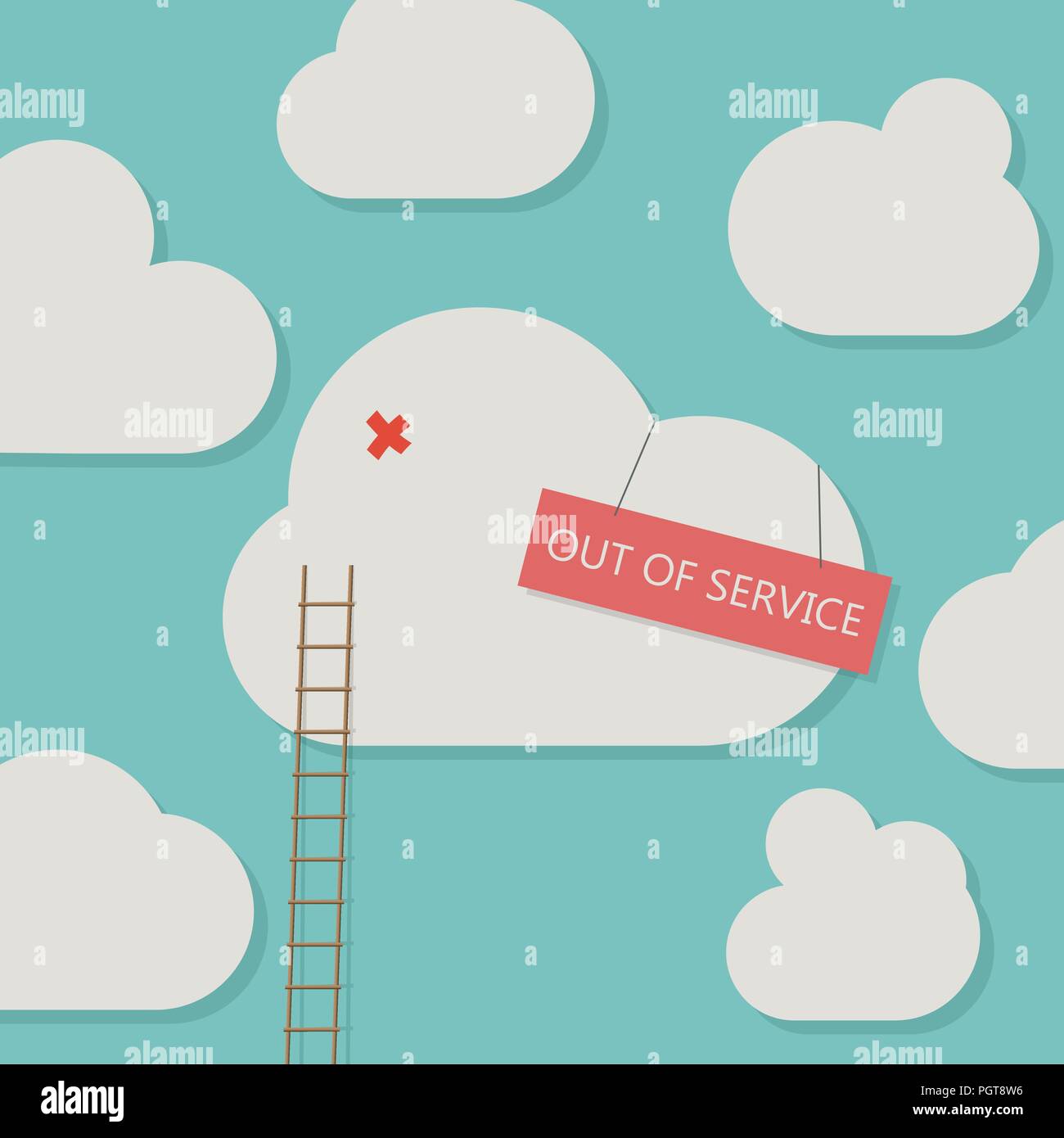 Broken cloud service Stock Vector