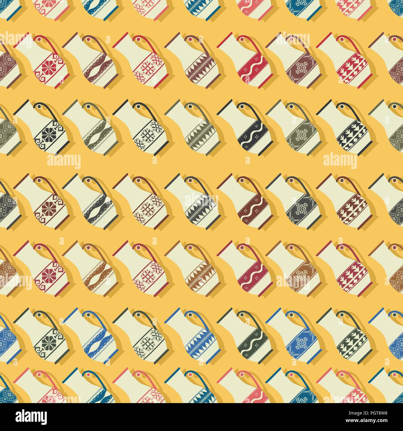 Seamless pattern design with decorative clay ceramics Stock Vector