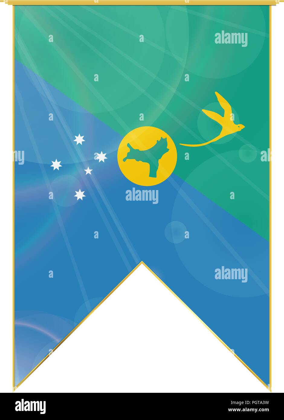Luxury vertical ribbon with Christmas Island flag framed in gold Stock ...