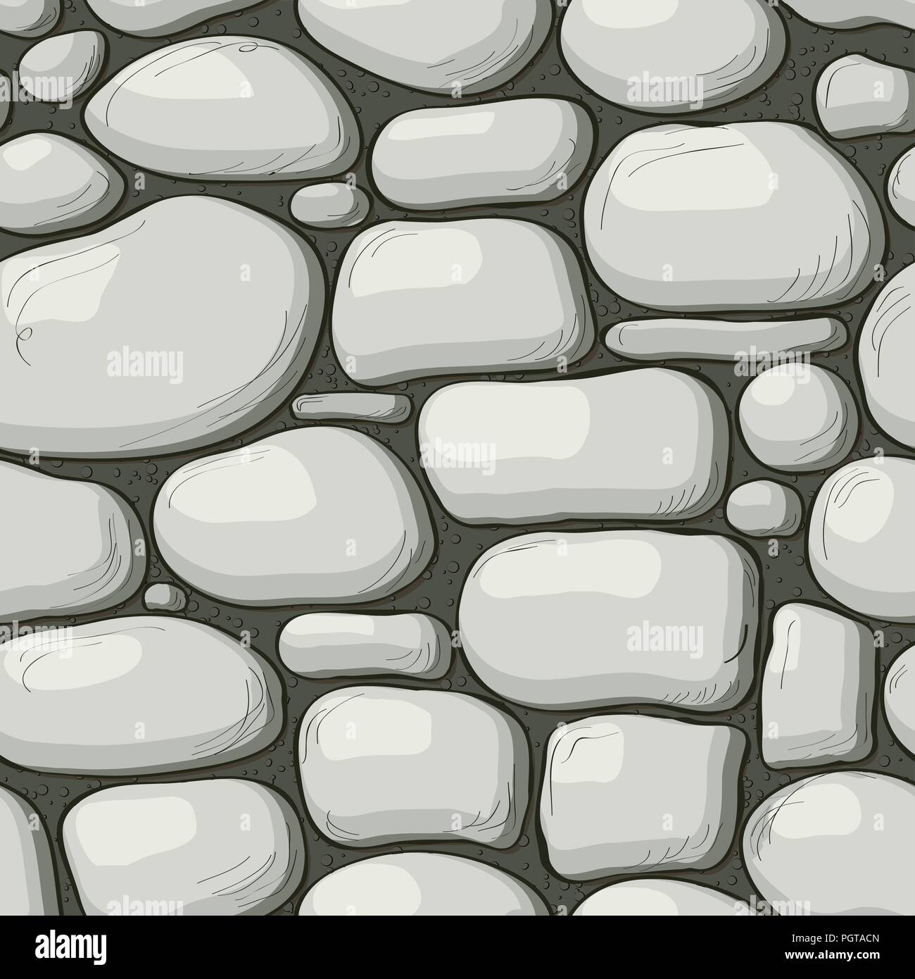 Cartoon style stone wall texture, web page background. Vector seamless