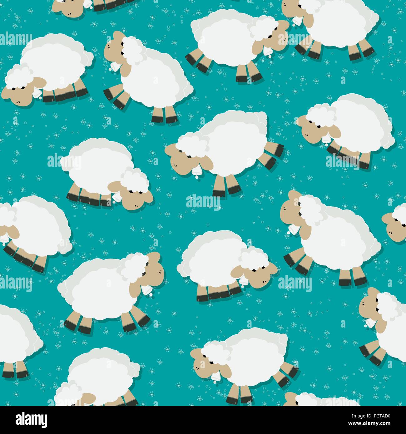 Fantasy seamless pattern design with sheeps on a starry field Stock Vector