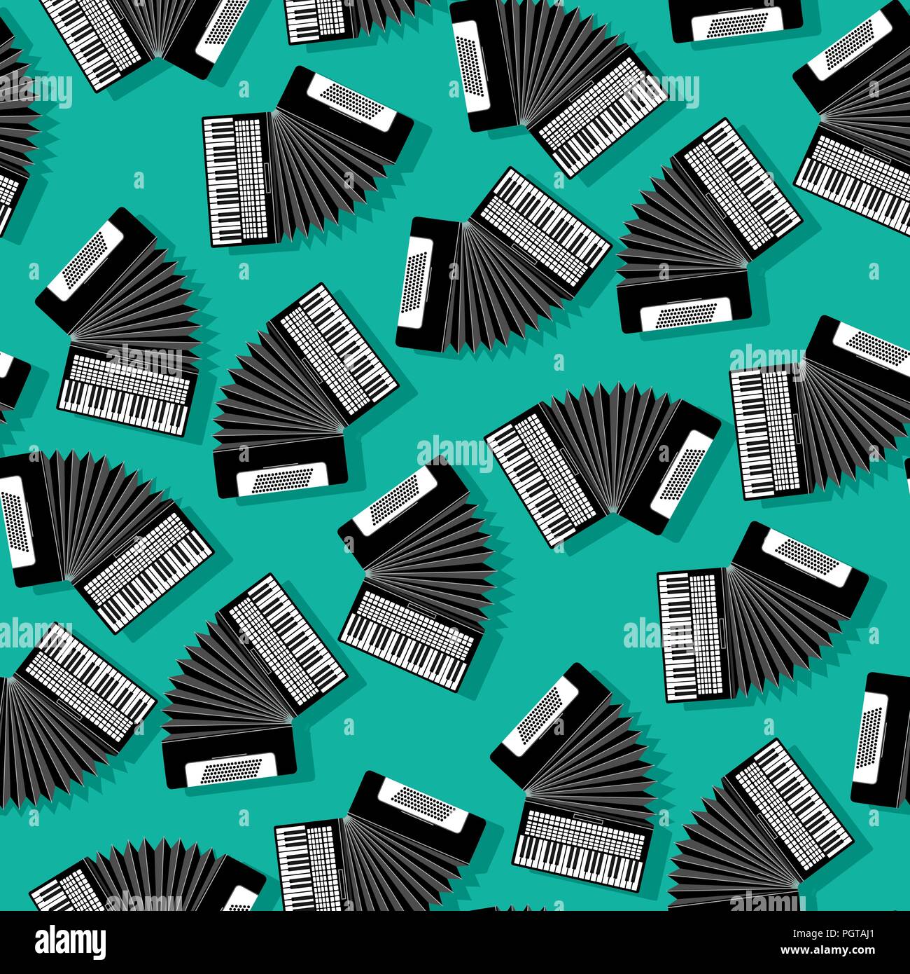 Accordion instrument seamless pattern for your design Stock Vector