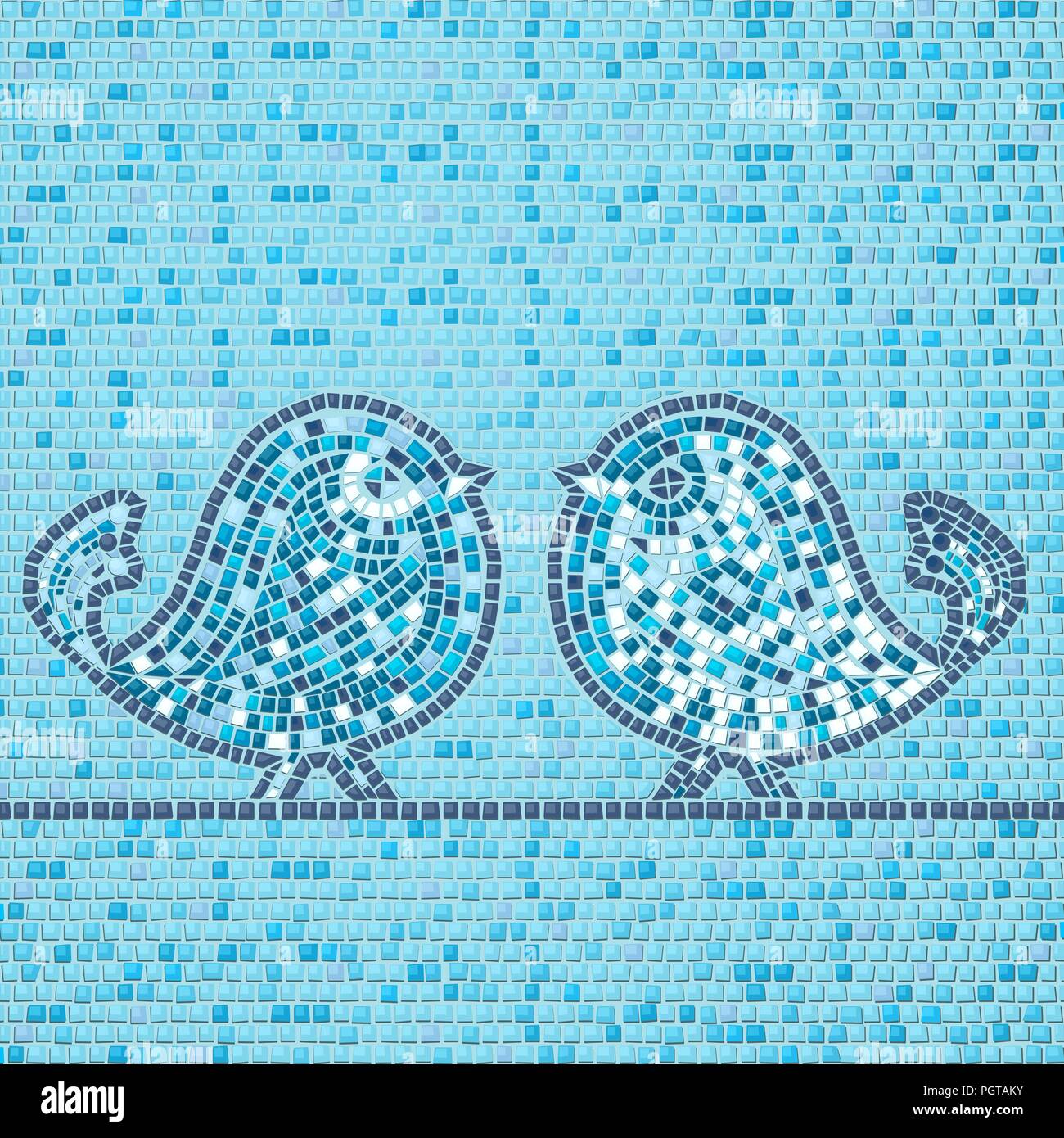 Vector abstract background with mosaic birds Stock Vector
