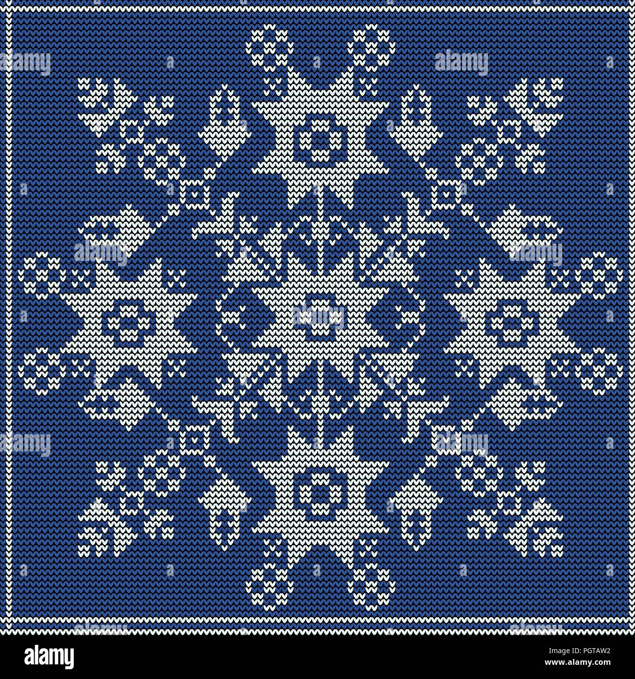 Winter holidays knitted pattern design Stock Vector