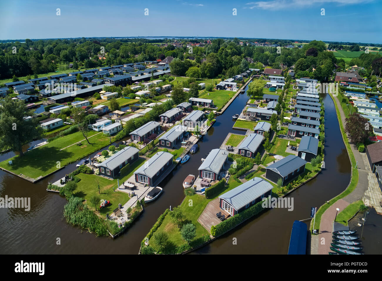 aerial view of Giethoorn village in the Netherlands. Giethoorn is also