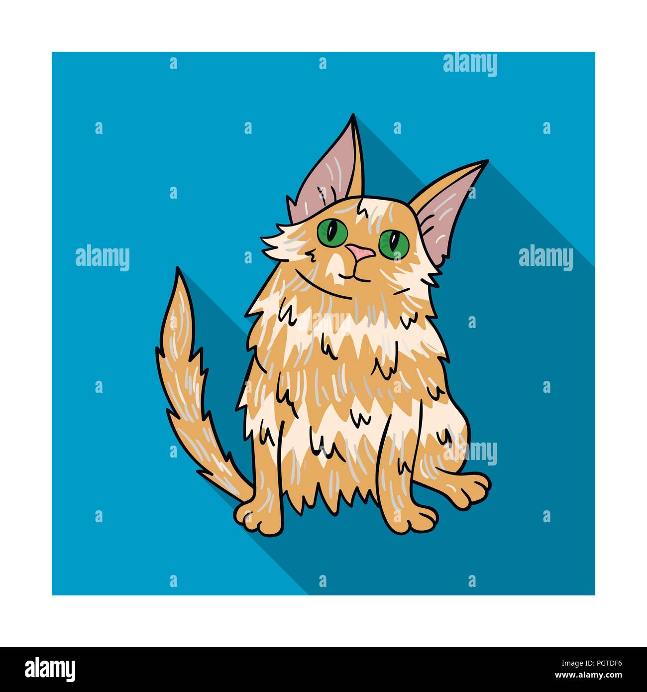 Turkish Angora icon in flat design isolated on white background. Cat ...