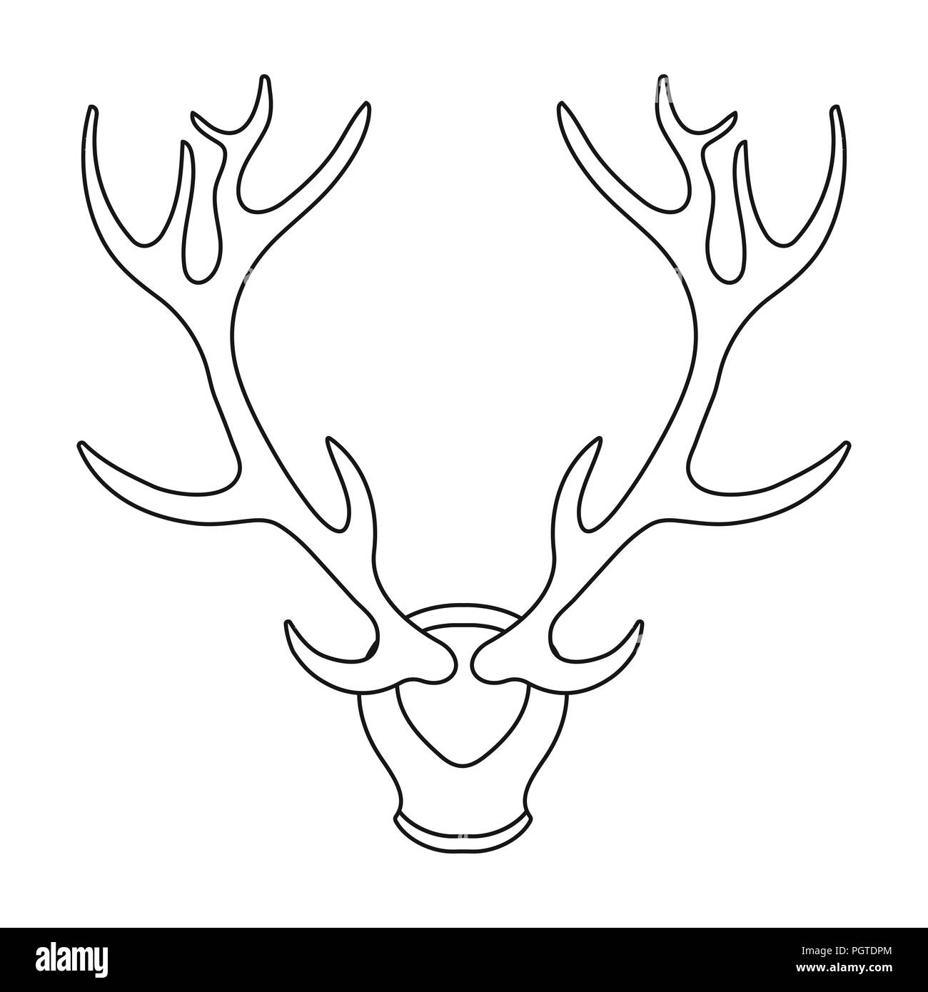 Deer antlers horns icon in outline style isolated on white background ...
