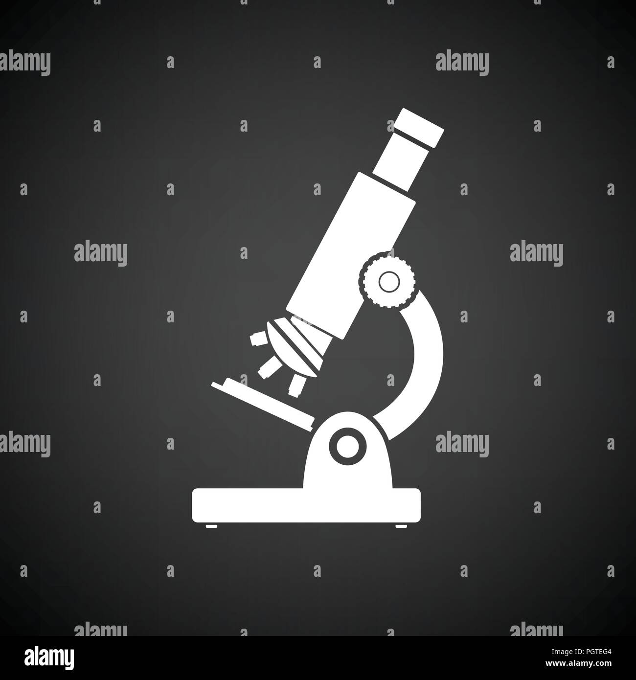 School microscope icon. Black background with white. Vector ...