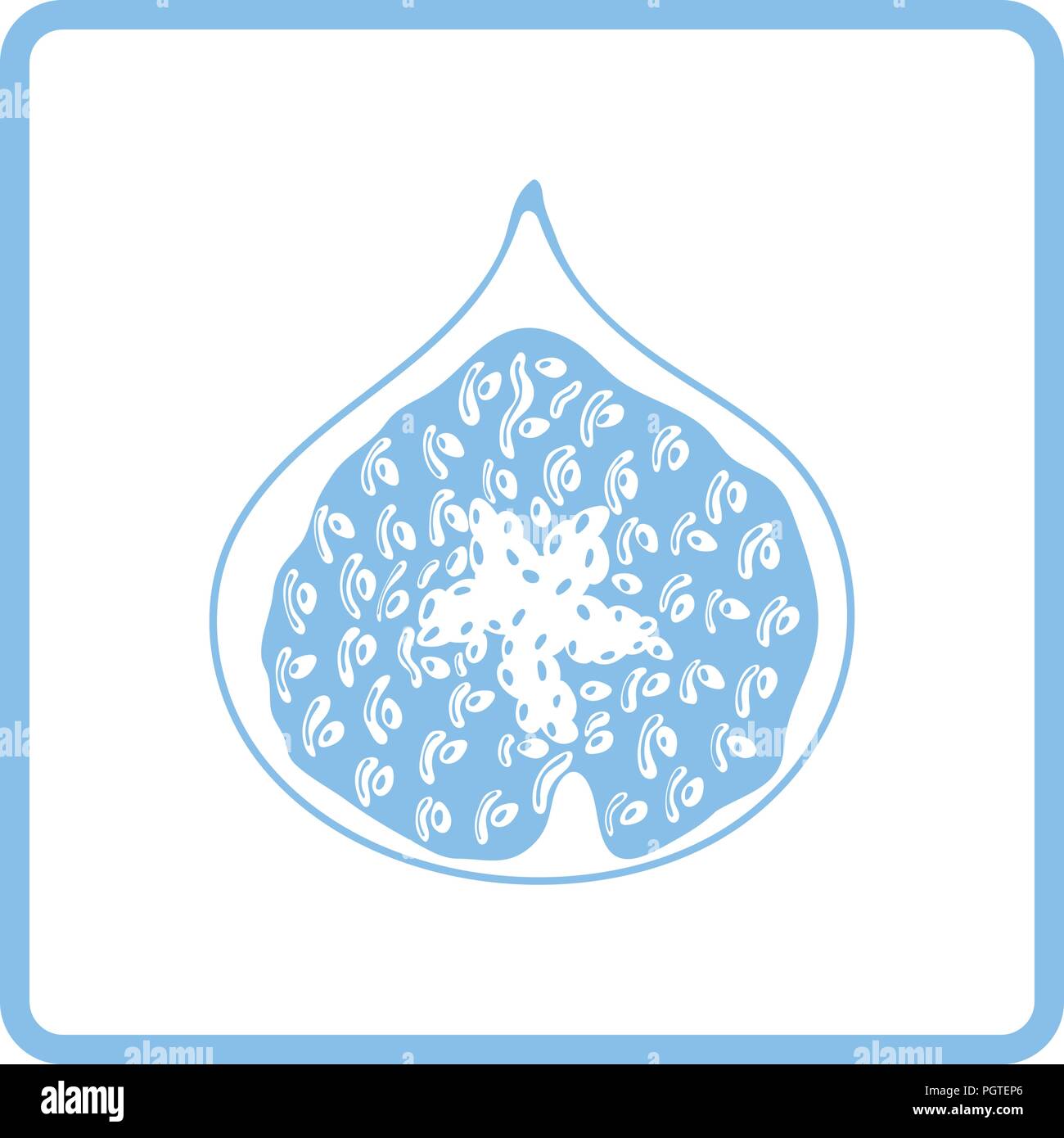 Icon of Fig fruit. Blue frame design. Vector illustration. Stock Vector
