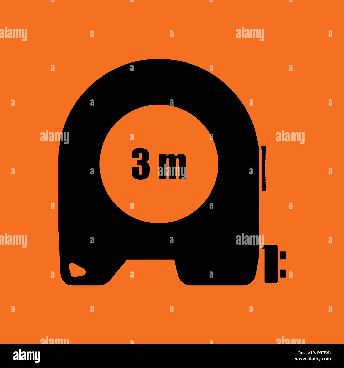 Icon of constriction tape measure. Orange background with black. Vector illustration. Stock Vector
