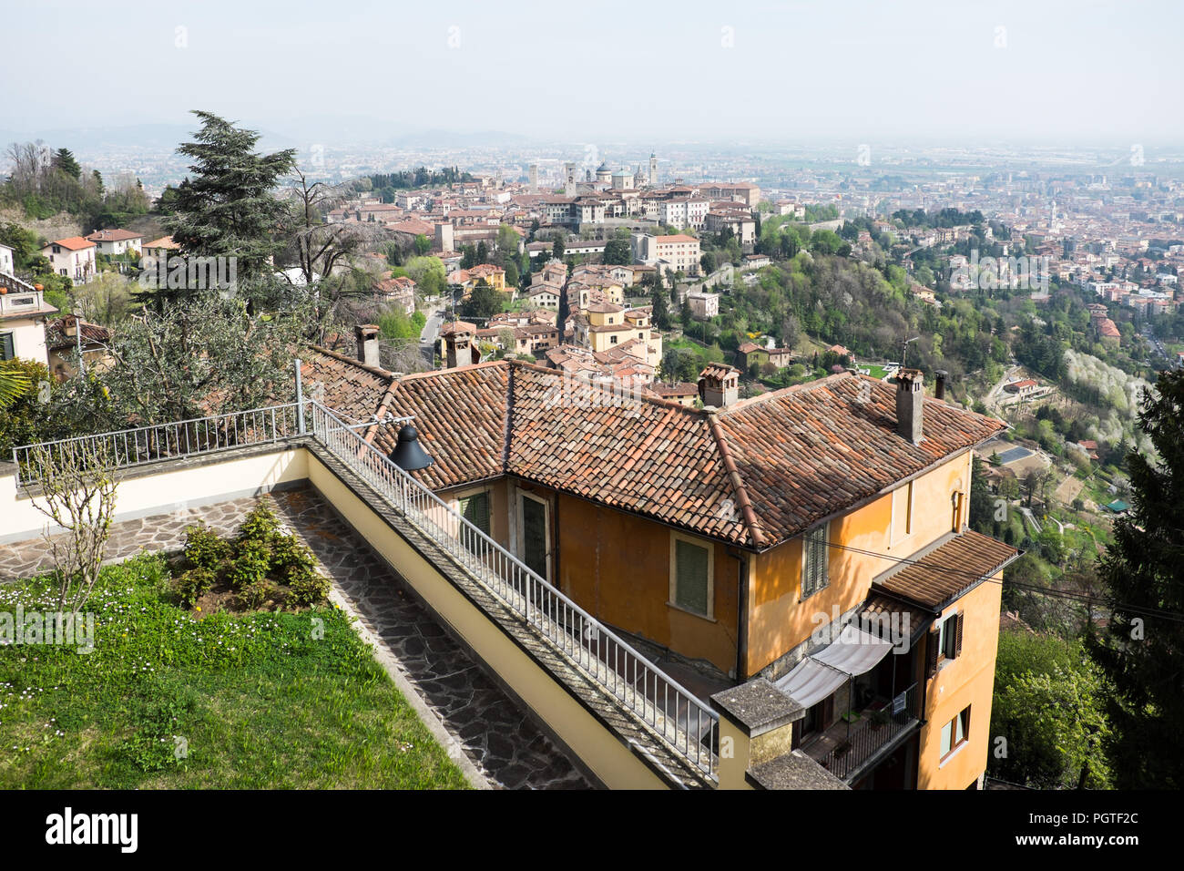 panoramic view at Bergamo in Italy Stock Photo