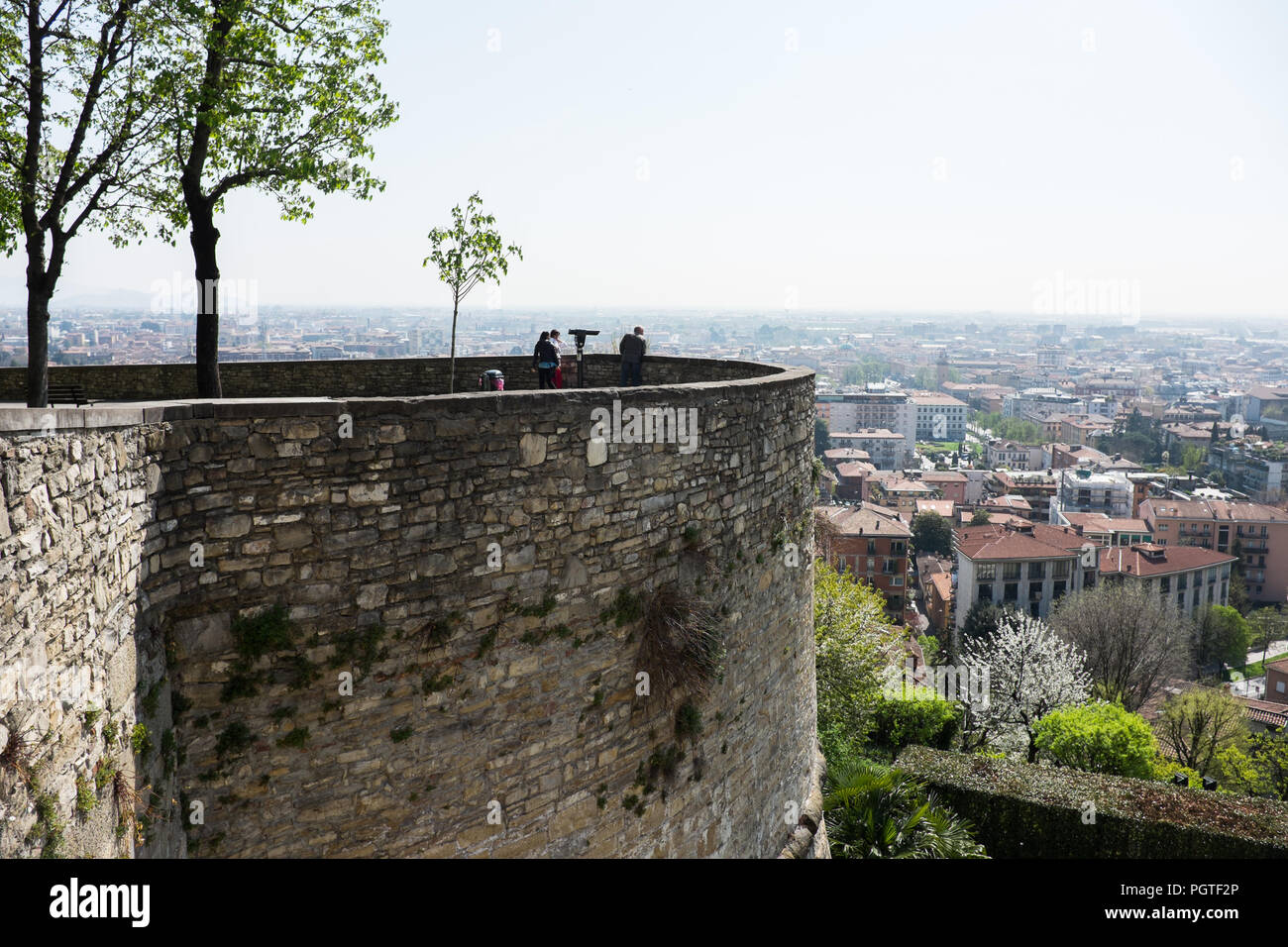 city wall of Bergamo in italy Stock Photo