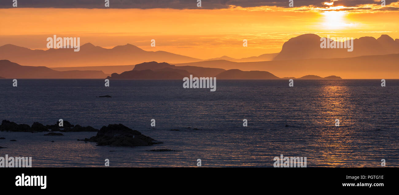 Colorful sunrise over North Minch, Scotland, Great Britain Stock Photo ...