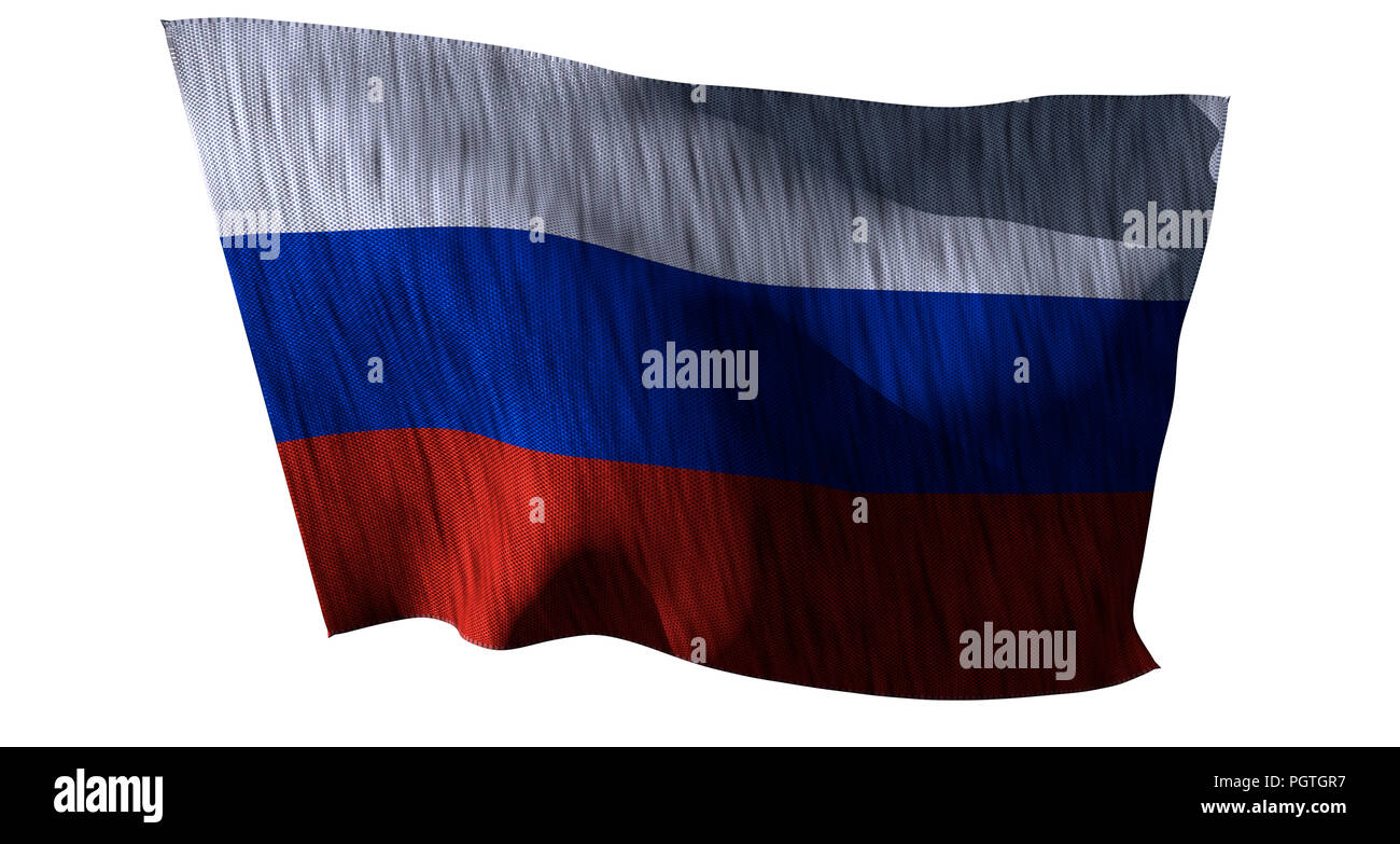 Isolated Russian Flag Waving 3d Realistic Fabric Stock Photo - Download  Image Now - 1991, Asia, Blue - iStock