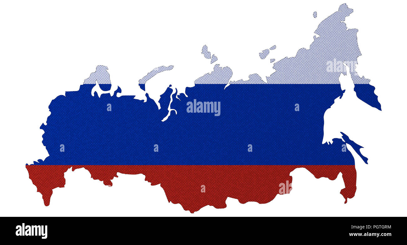 Russia flag map. Country outline with national flag Stock Photo - Alamy