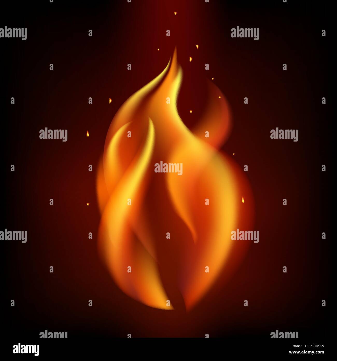 Red burning fire flame isolated on black background Stock Vector Image ...