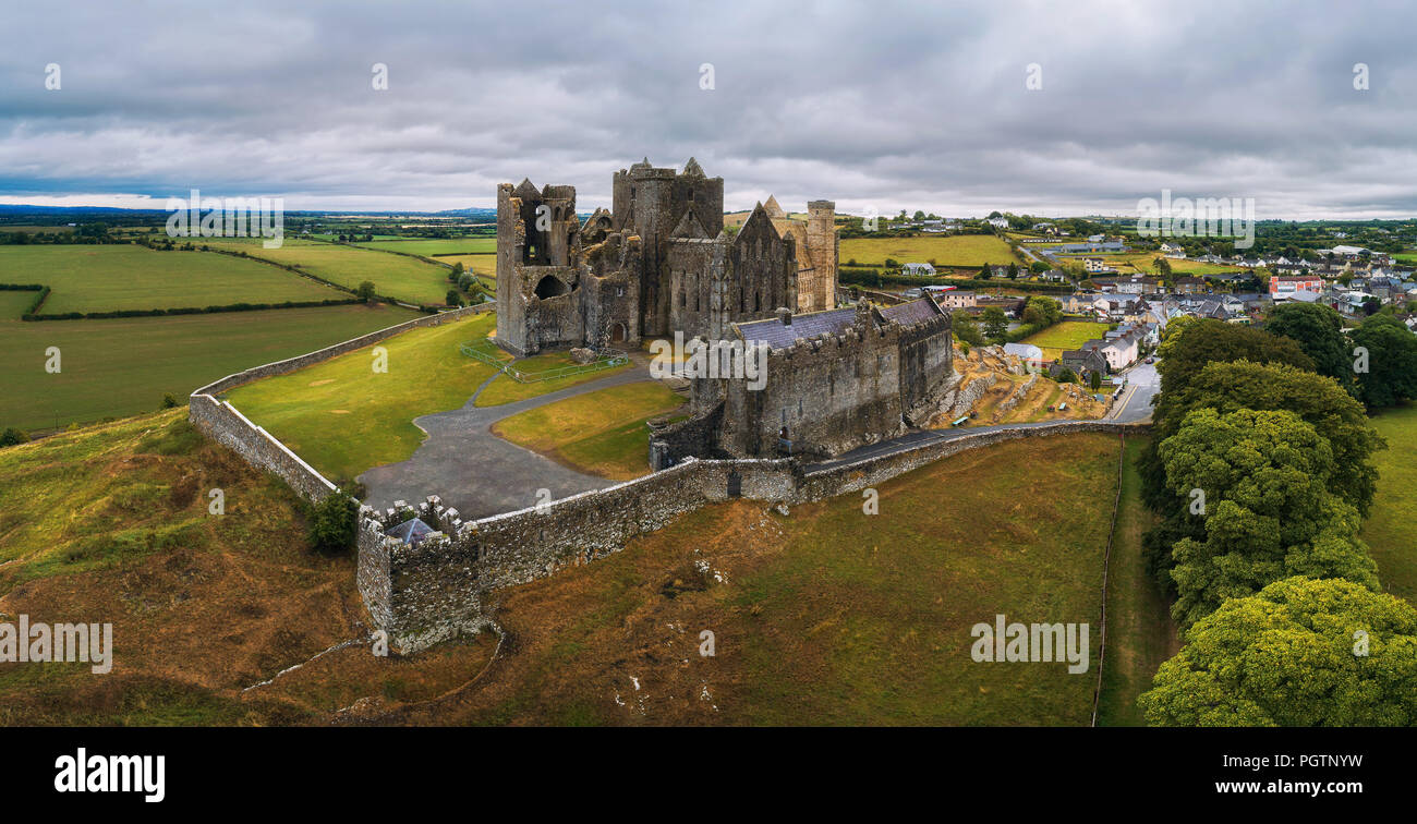 Aerial panorama of the Rock of Cashel in Ireland Stock Photo