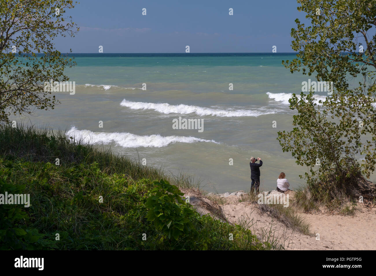 Beverly Shores, Indiana A man and woman on the beach at Indiana Dunes