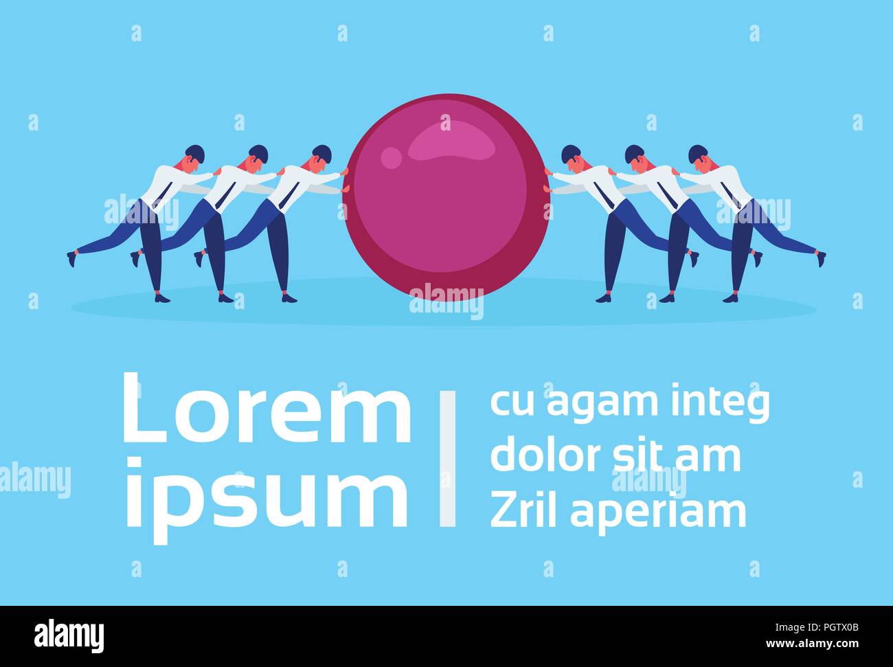 Business people group two team pushing stone ball together teamwork cooperation competition