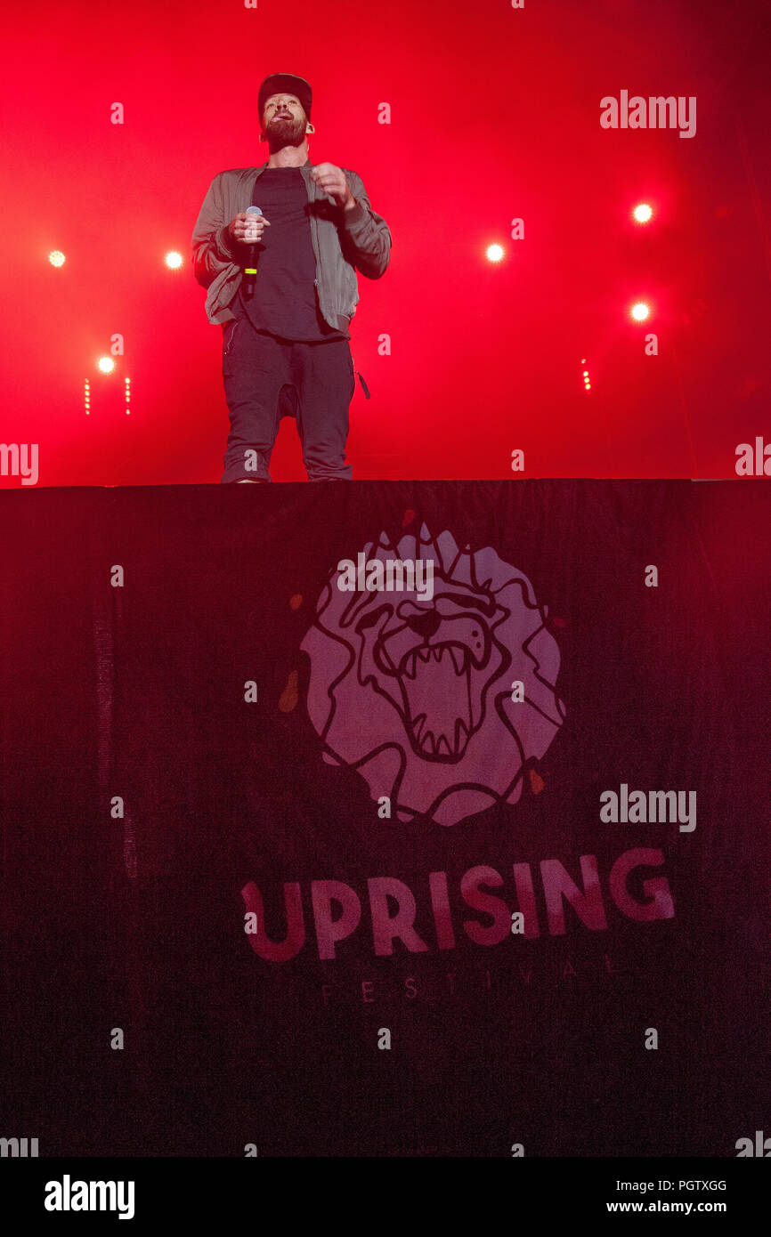 Bratislava, Slovakia. 24th August, 2018. German reggae musician Gentleman performs at Uprising Music Festival. Stock Photo
