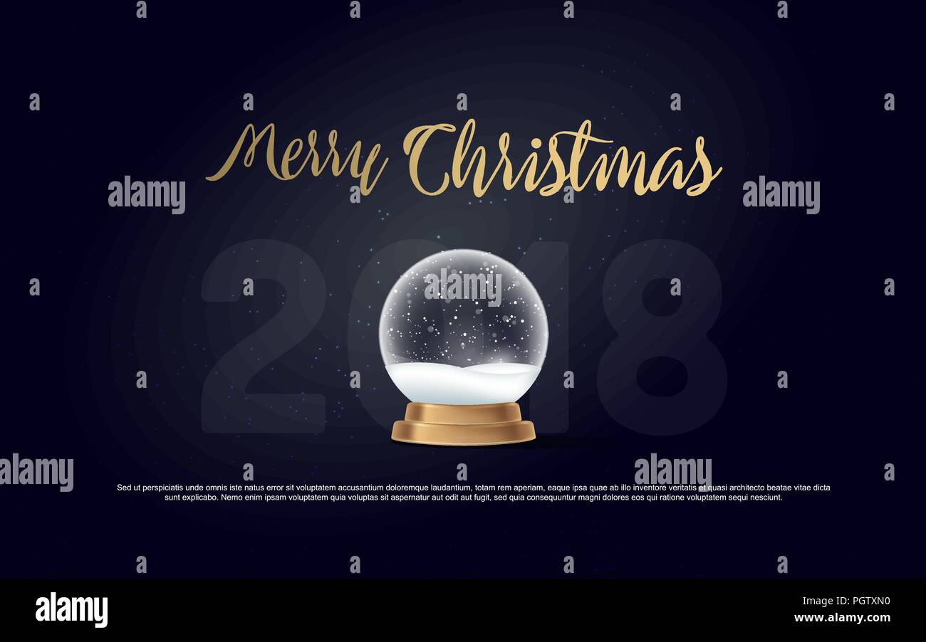 vector illustration of snow globe ball realistic new year chrismas ...