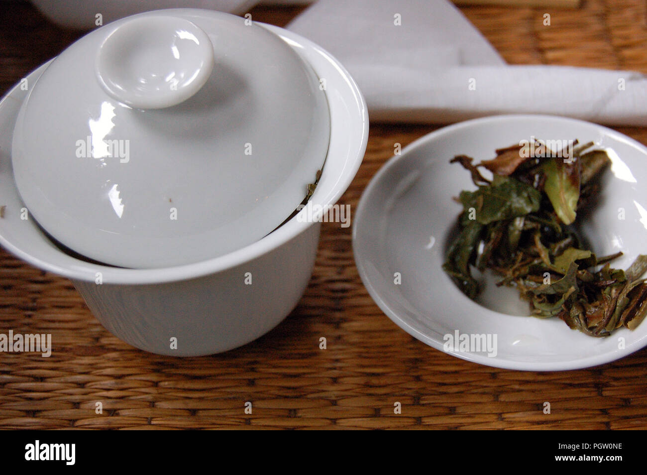 Green loose leaf tea Stock Photo Alamy