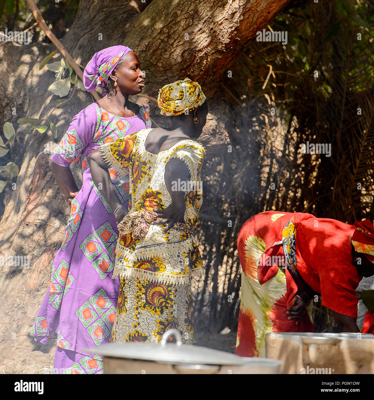 Diola KASCHOUANE, SENEGAL - APR 29, 2017: Unidentified Diola women in ...