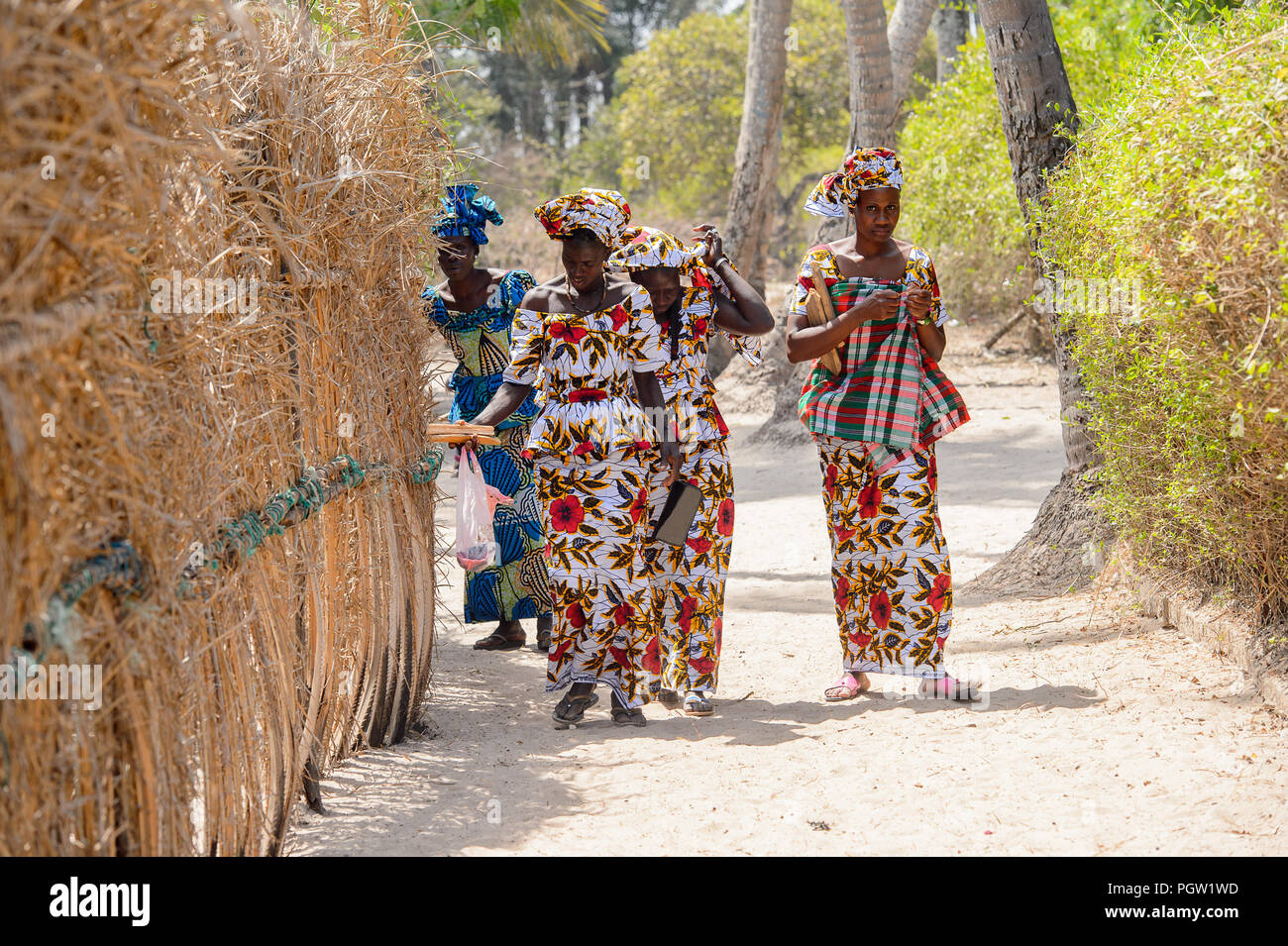 Diola KASCHOUANE, SENEGAL - APR 29, 2017: Unidentified Diola women in ...