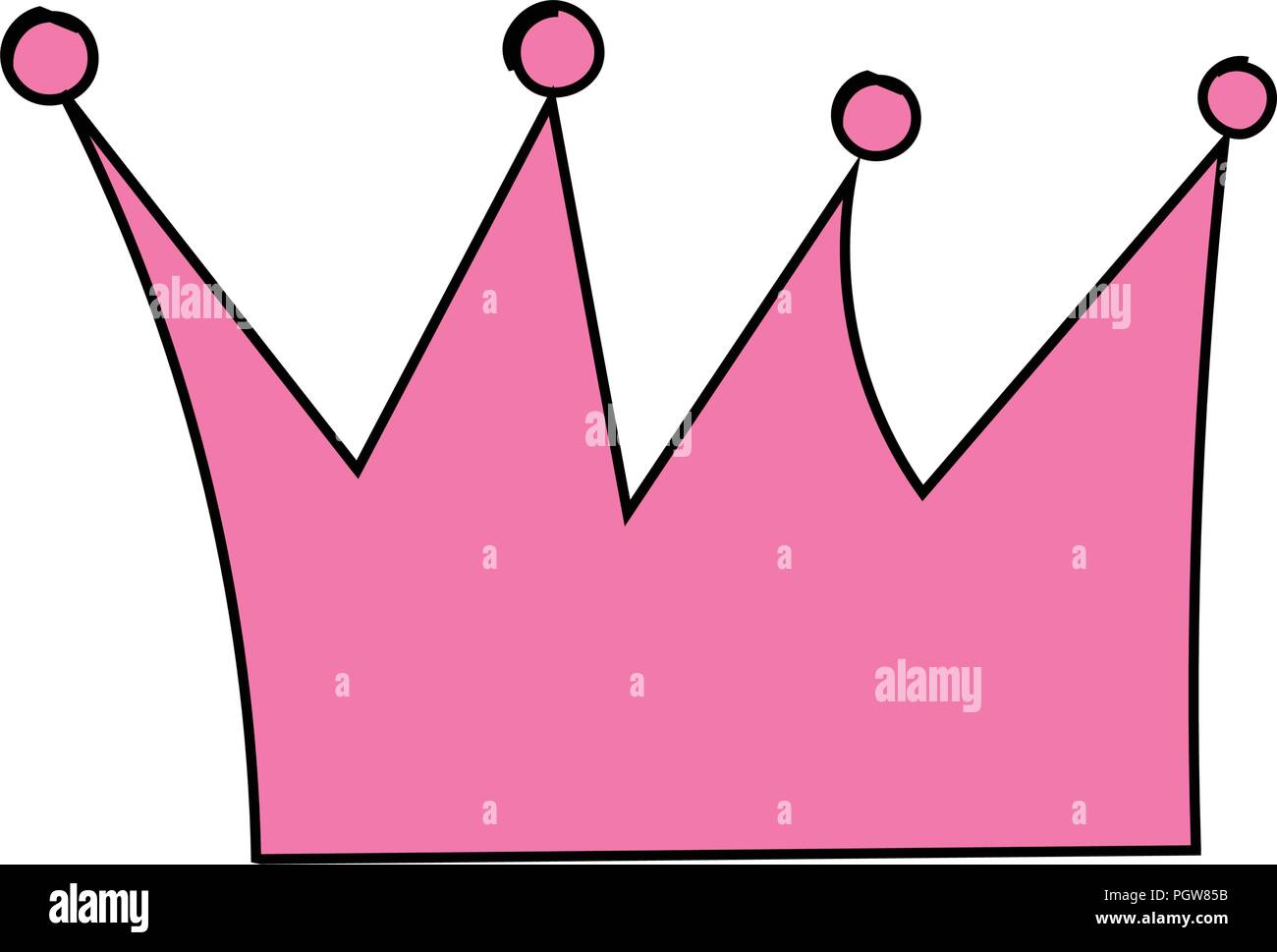 Vector illustration. Hand drawn pink crown on a white background Stock ...
