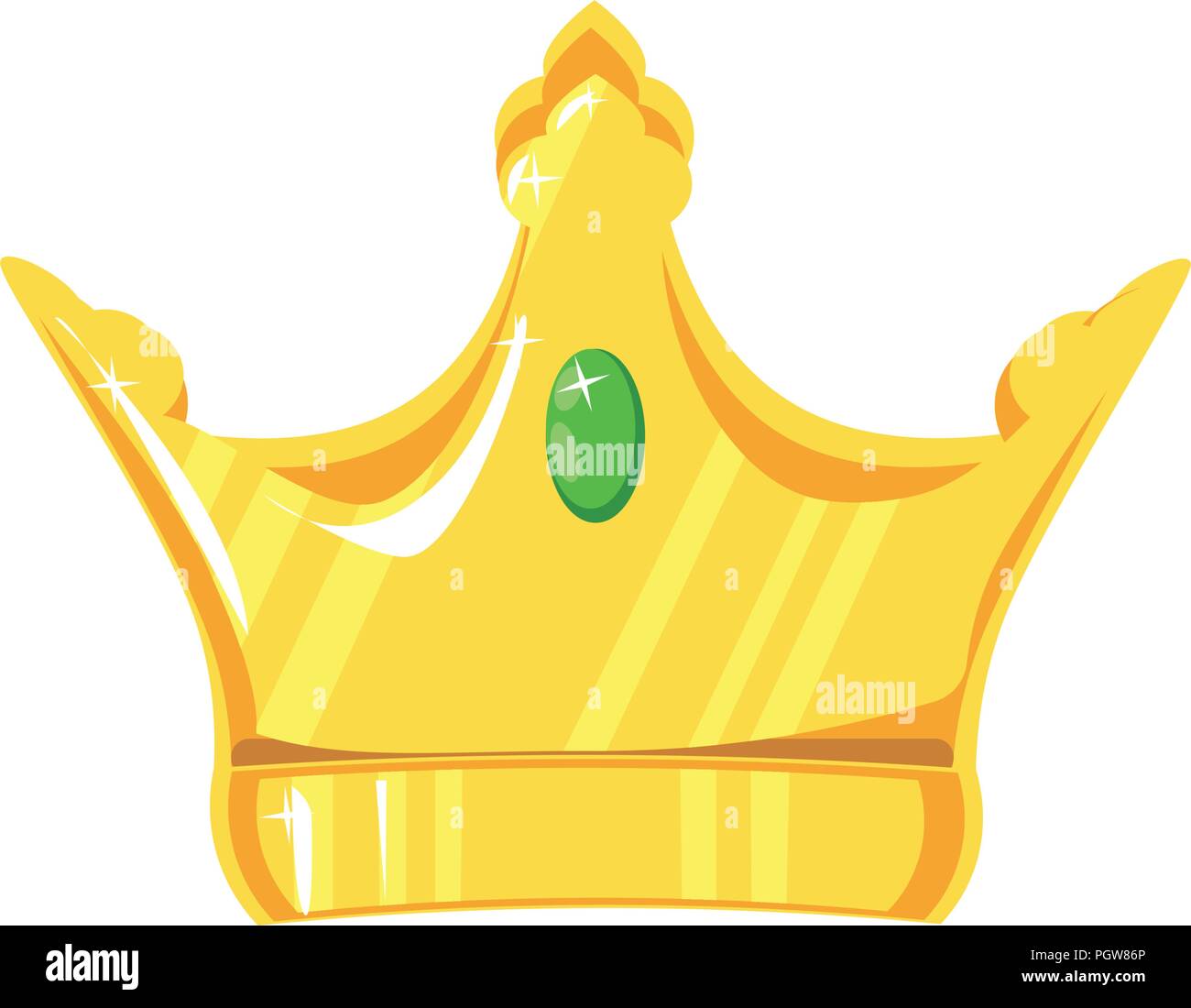 Vector illustration. Gold crown with precious stone on white background ...
