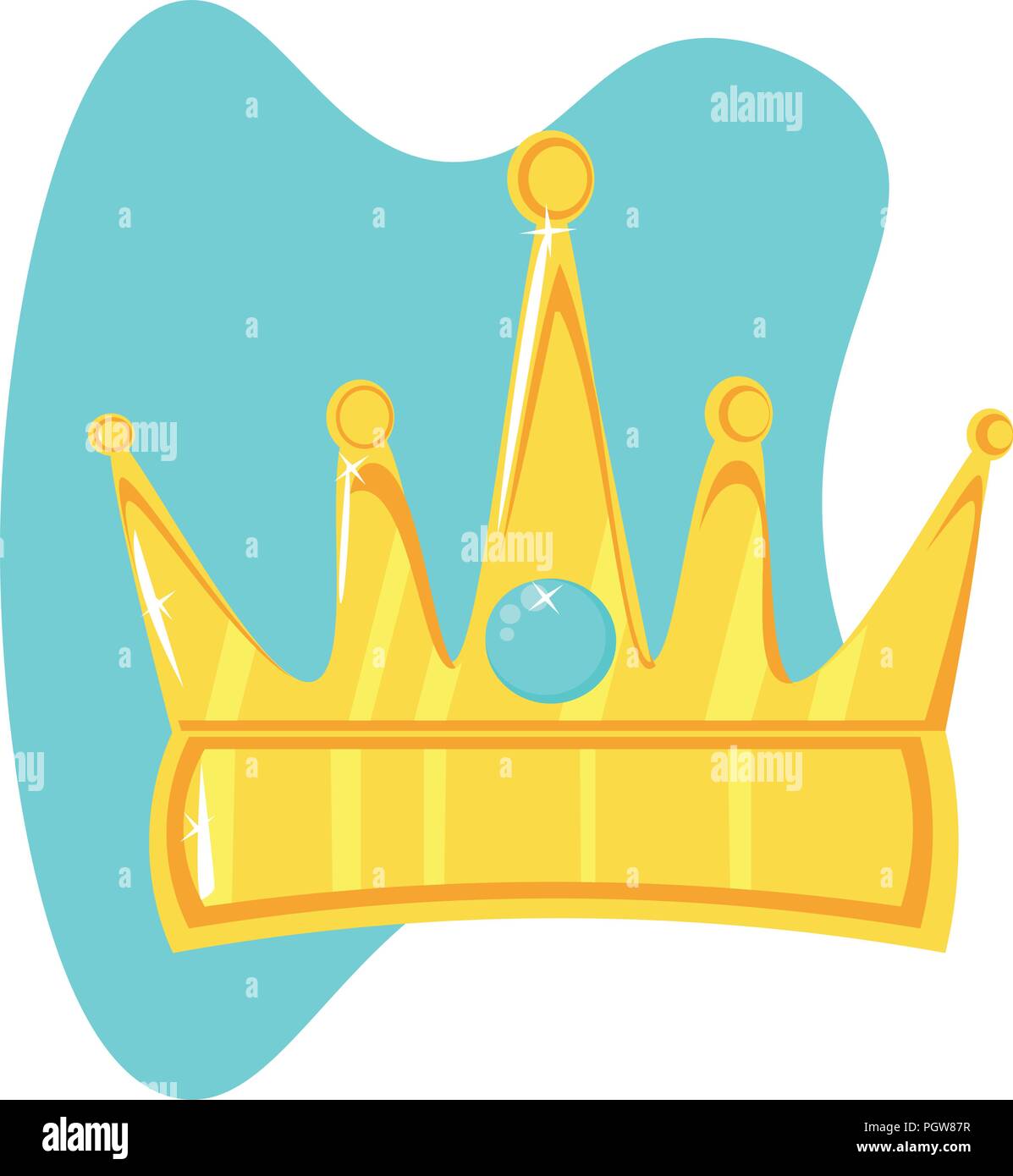 Vector illustration. Gold crown with precious stone On the color plate ...