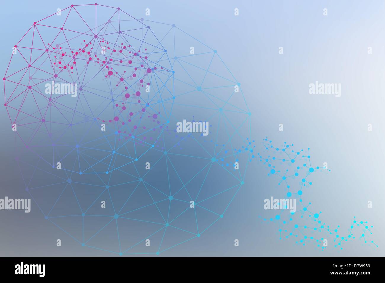 Science network pattern, connecting lines and dots. Technology hexagons ...