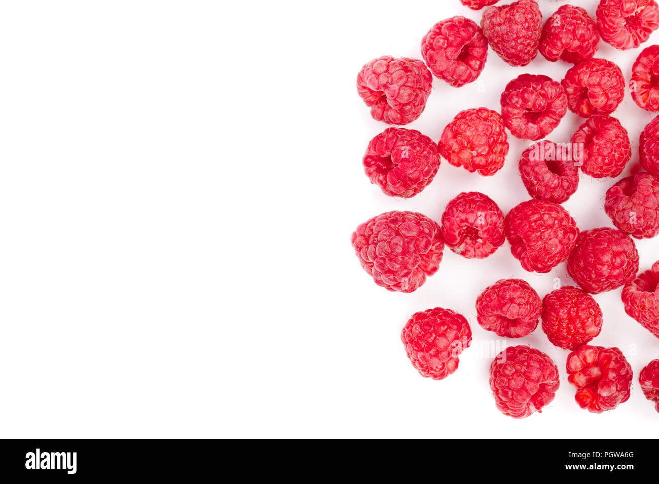 Raspberry Flat Lay raspberries isolated on white background with copy space for your text ...