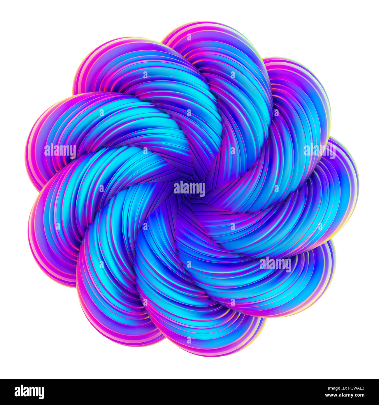 Fluid design holographic abstract twisted shape. Stock Photo