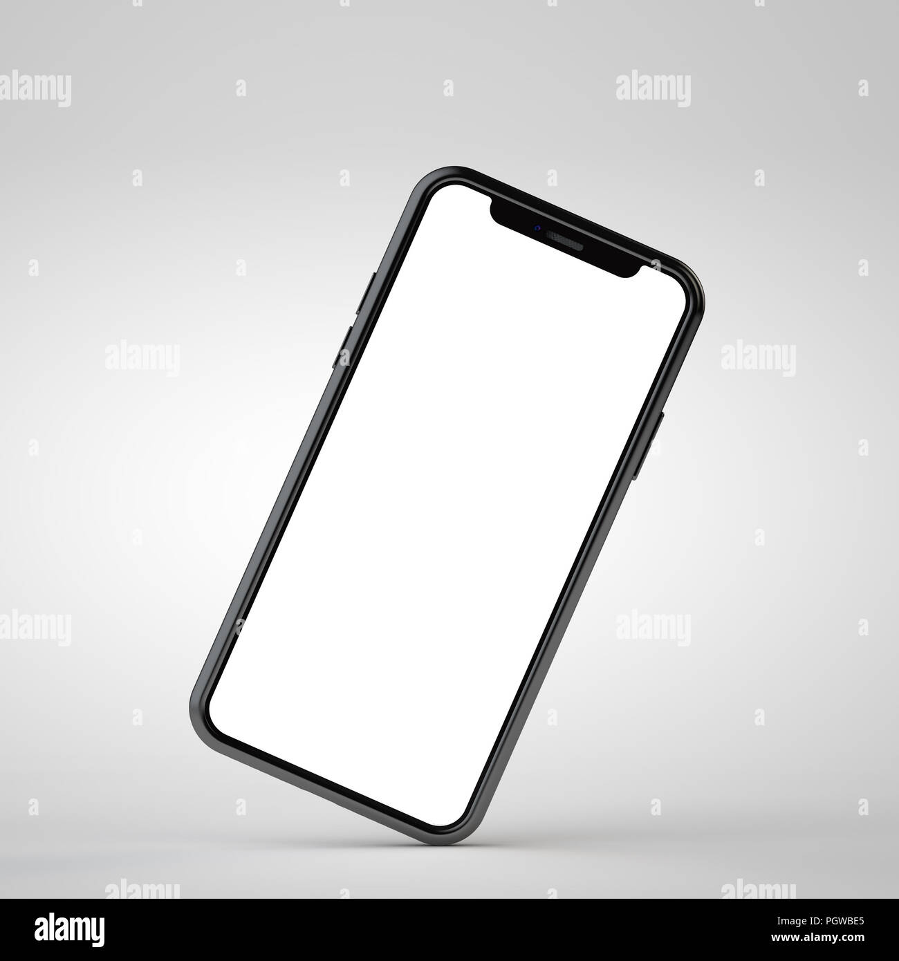 Modern frameless smartphone 3D mock up with blank white screen. 3D ...