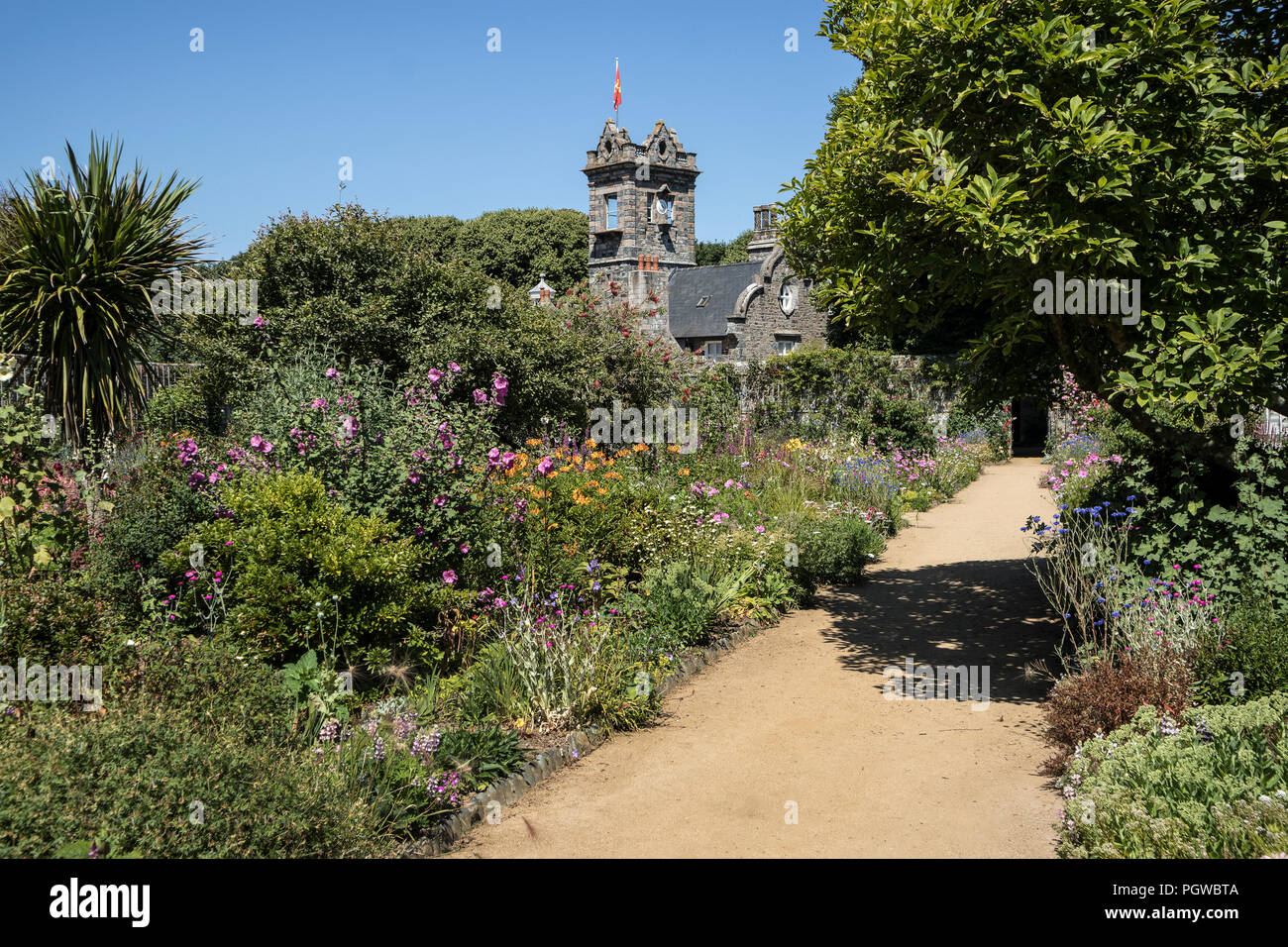 The Gardens at La Seigneure on Sark Island, near Guernsey, part of the Channel Islands Stock Photo