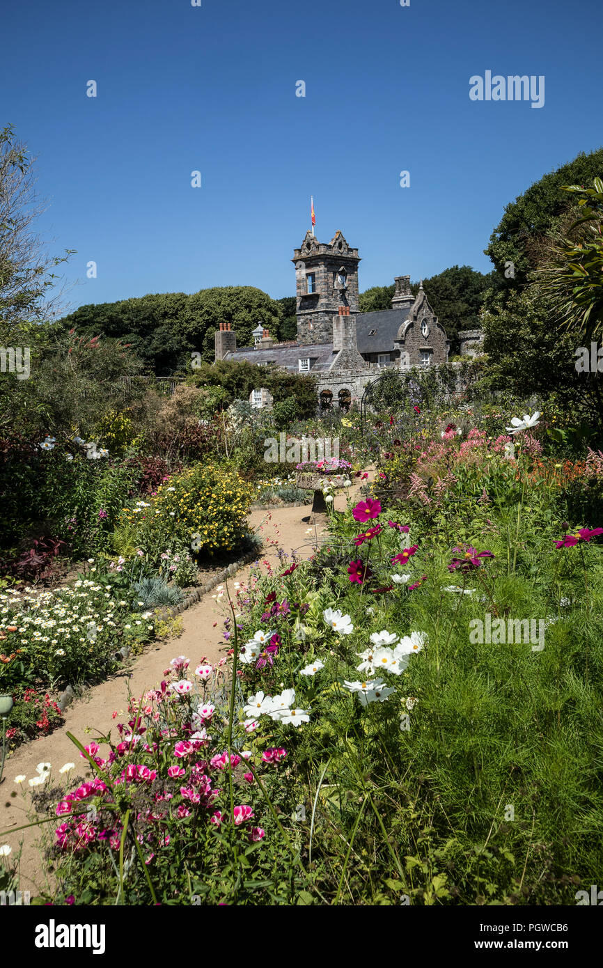 The Gardens at La Seigneure on Sark Island, near Guernsey, part of the Channel Islands Stock Photo