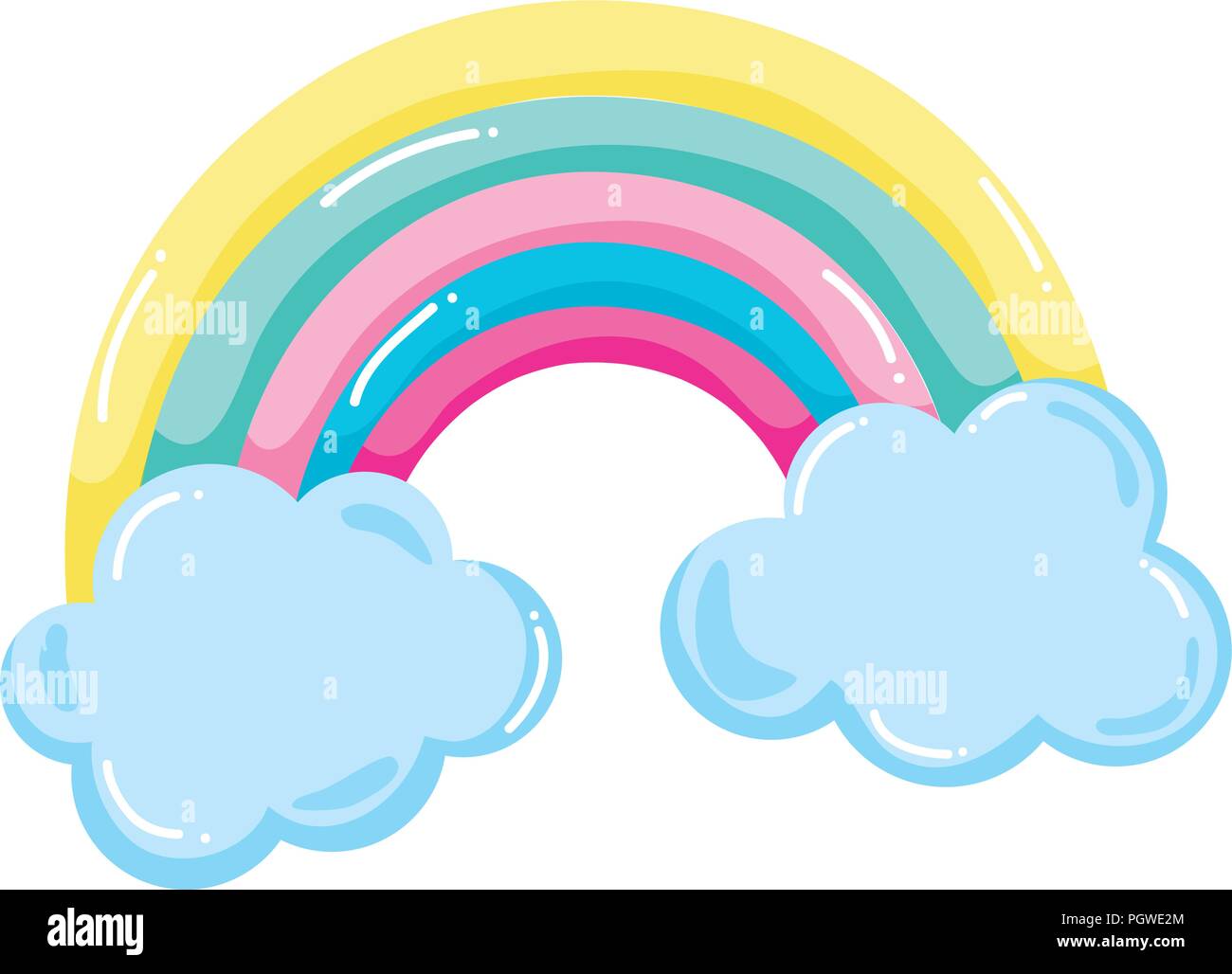 beauty nature rainbow with fluffy clouds Stock Vector Image & Art - Alamy