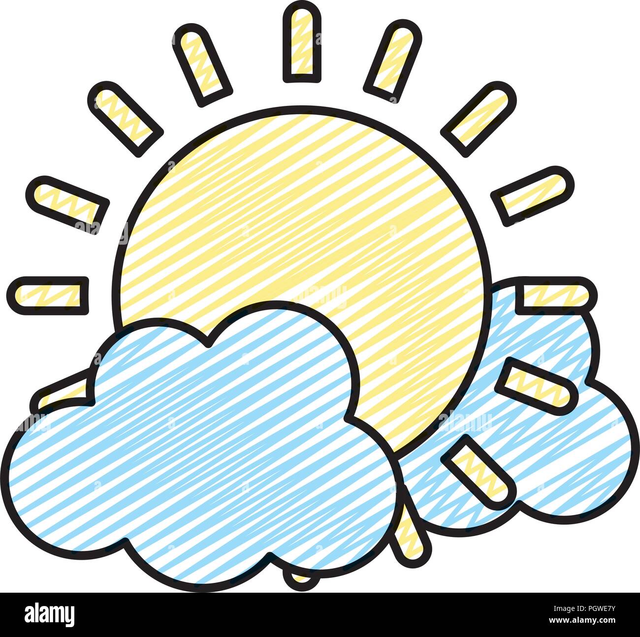 doodle light sun spring weather with clouds Stock Vector Image & Art ...