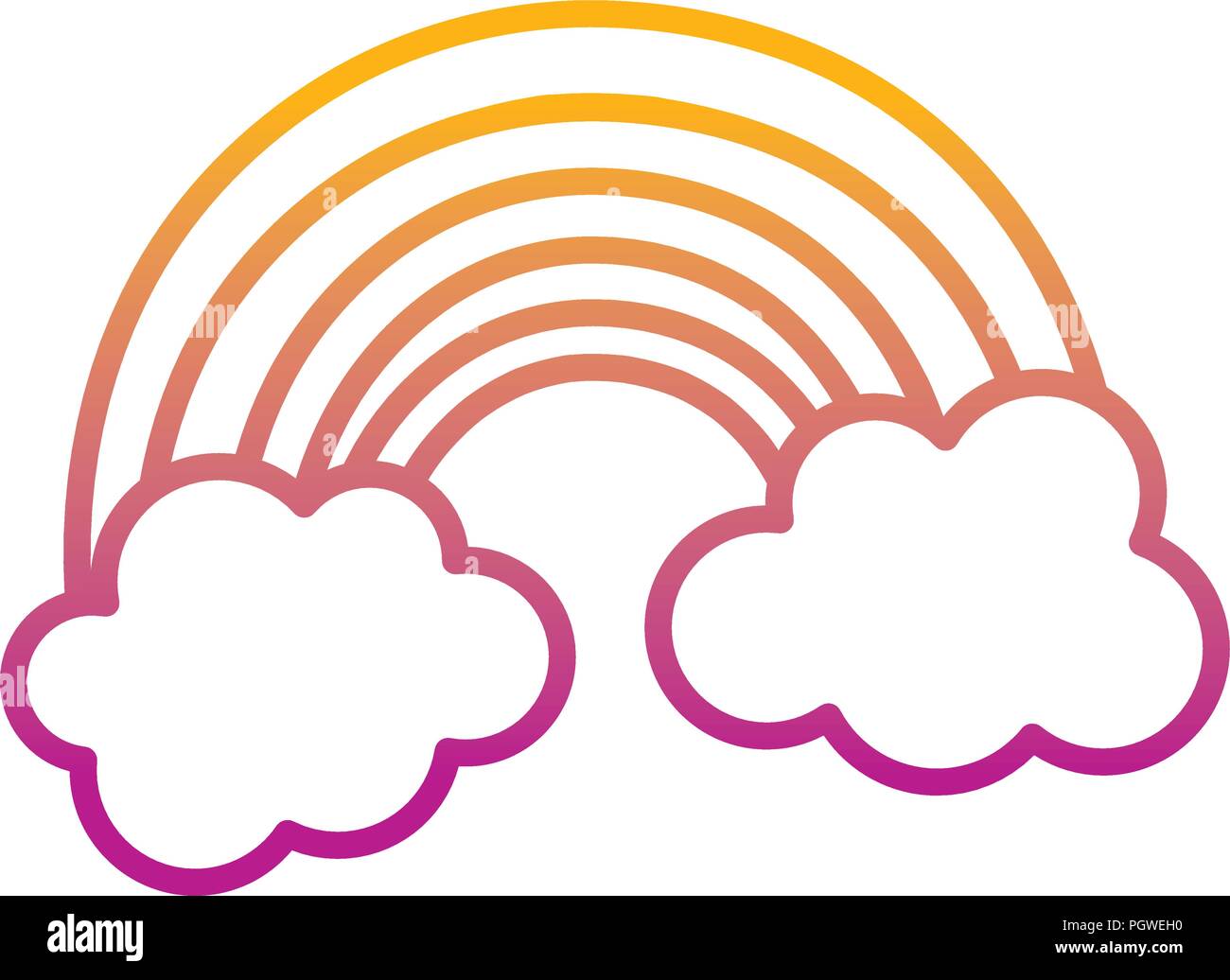 degraded line beauty nature rainbow with fluffy clouds Stock Vector ...
