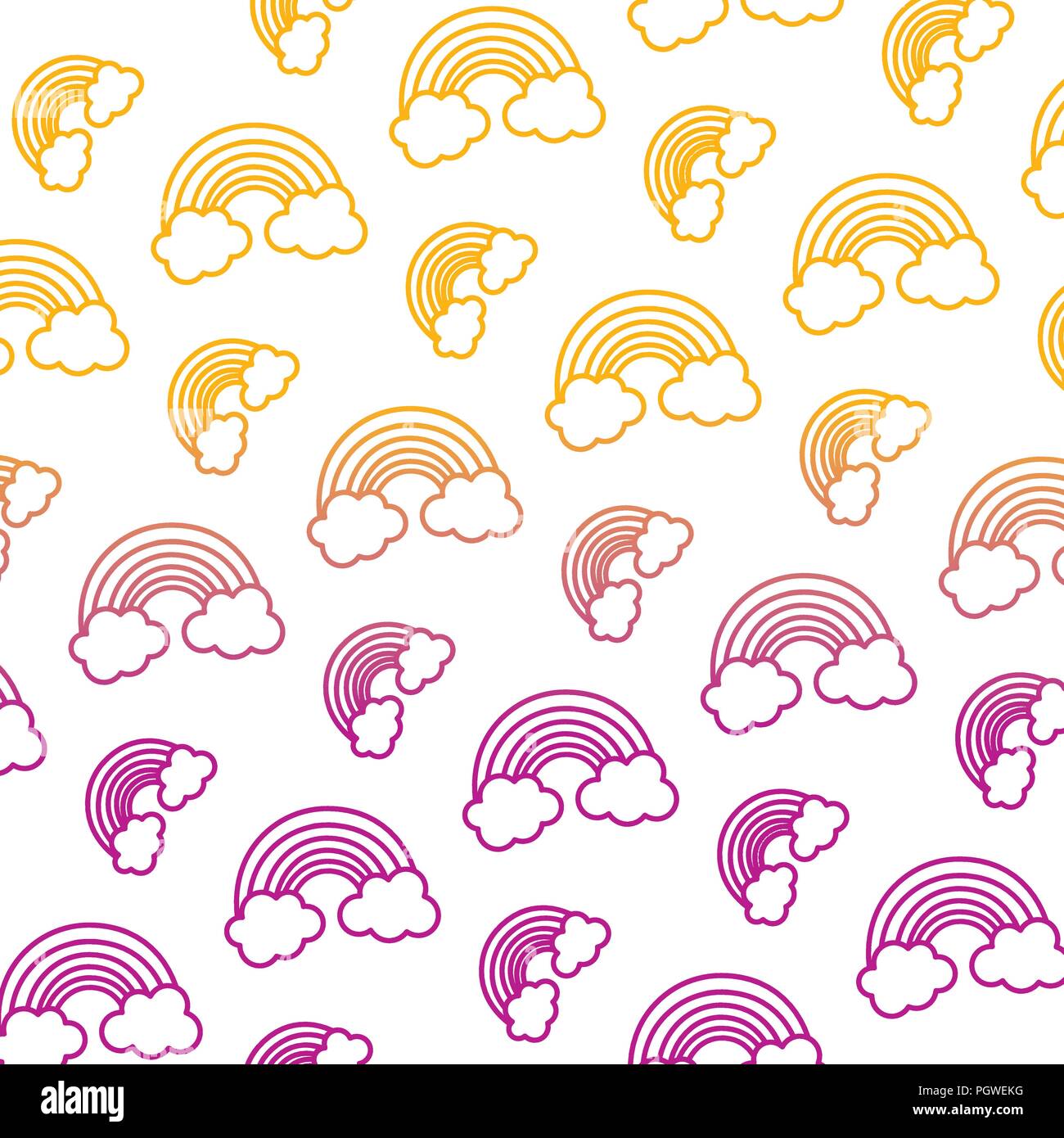 degraded line beauty rainbow with fluffy clouds background Stock Vector ...